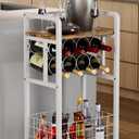 Ansionsol 3Tier Wine Rack Freestanding Floor with Wood Top, Liquor Stand with Wine Bottle Holder, Corner Wine Bar Table for Small Space, Metal Whiskey Shlef for Kitchen, Cellar, Living Room, White