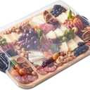 FARBERWARE Build-a-Board Cutting Board with Three Compartments and Clear Locking Lid for Charcuterie, Snacks, and More, Acacia