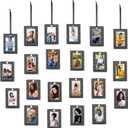 Queekay 48 Pieces Christmas Photo Ornament Frames 2 x 3 Inch Hanging Picture Xmas Gifts Glitter Mini Frames with Ribbon DIY Crafts Hanging on Christmas Trees Easter Wedding Decorations(Black)