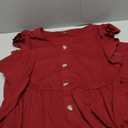 Lamilus Women's Casual Summer Dresses 2025 Ruffle Sleeves V-Neck Button Down Midi Swing Party Dress L