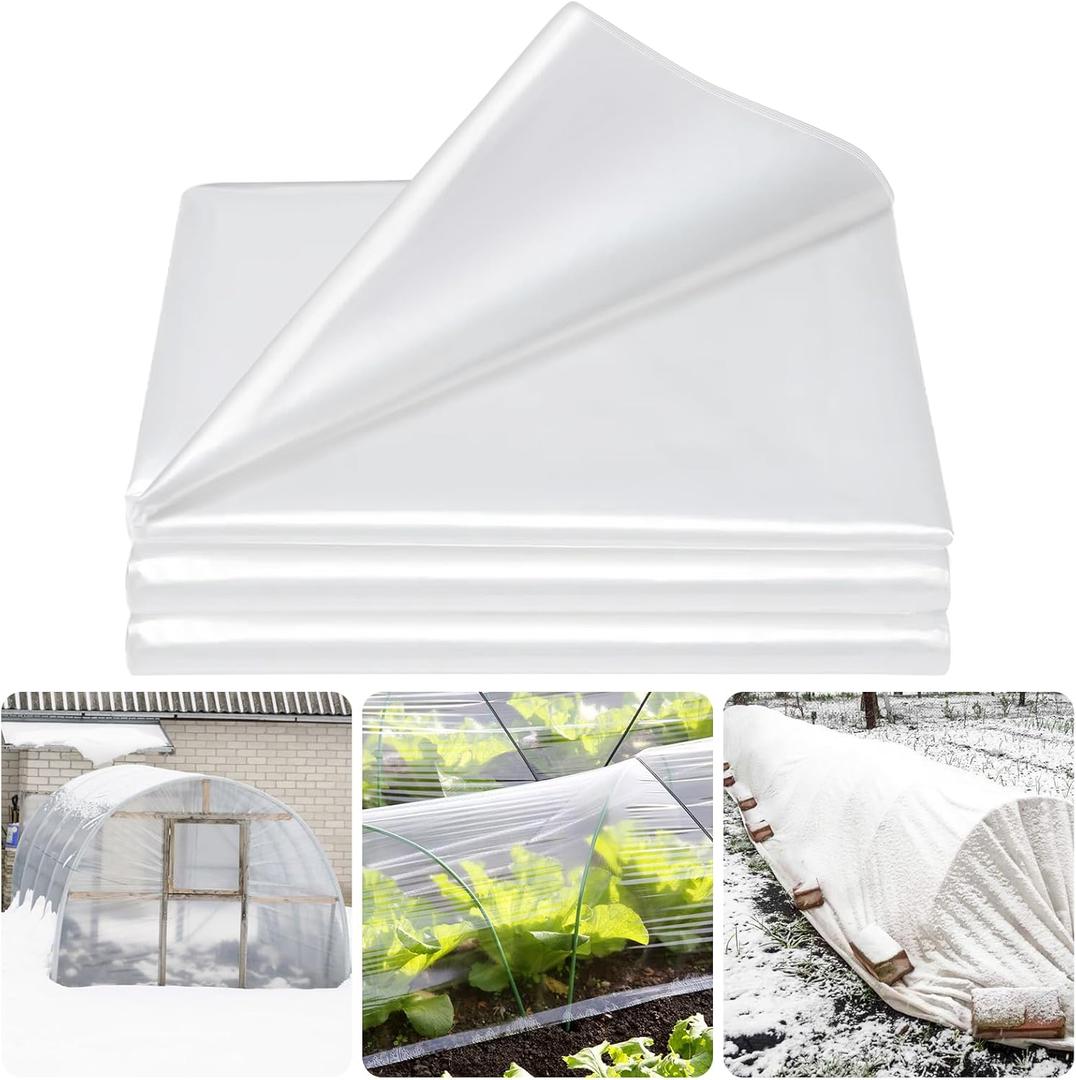 Legigo 10 X 30 Ft Clear Plastic Plant Covers Freeze Protection- 6 Mil Winter Greenhouse Plastic Sheeting for Frost Water Sun Wind Resistant, Plant Vegetable Blanket Covers for Cold Weather Garden Farm