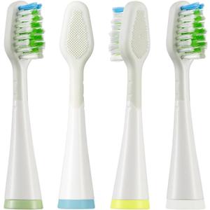 Replacement Toothbrush Heads with Tongue Scraper for Waterpik Complete Care 5.0 (WP-861, WP-871, WP-876, WP-881, WP-890) and Complete Care 9.0 (CC-01CD012-1),White,4 Pack