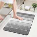 COSY HOMEER Bathroom Rugs 24"x17", Ultra Soft Absorbent Bath Mat with Non-Slip TPR Backing, Machine Washable Shaggy Rug for Bathroom Floor, Grey