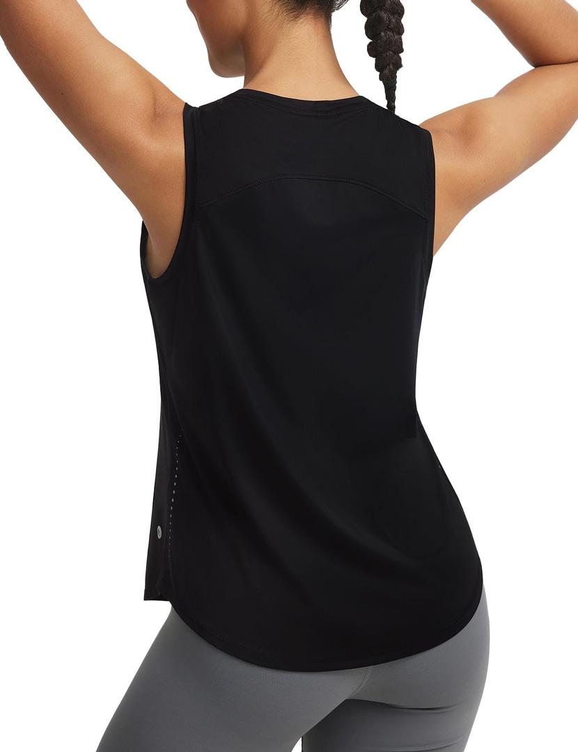 baleaf Workout Tank Tops for Women Cooling Shirts Quick Dry Loose Fit Running Sleeveless Athletic Tops Lightweight Gym Tennis Black S (Black, S)