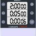 Digital Dual Kitchen Timer for Cooking, 3 Channels Count Down/up Triple Multi Timers for Food, Magnetic Memory-Preset Large-Display Adjustable Alarm Volume, 3A Battery Included (White)