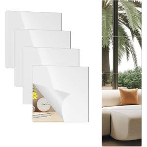 6 Pack 14"x12" Shatterproof Acrylic Mirror Tiles  Self-Adhesive, Unbreakable Wall Mirrors for Kids Room, Bathroom, Bedroom, Closet Door, or Home Gym