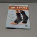 Low-Profile Ankle Braces for Women & Men, Customizable Ankle Compression Sleeve w/Wide Strap, Foot Support Wrap for Plantar Fasciitis Pain Relief, Achilles Tendonitis, Sprain, Black, 1 Pair, S