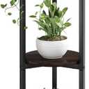 Plant Stand Indoor Outdoor 2 Tier Tall Metal Corner Storage Tiered Plant Shelf Holder Multiple for Living Room Balcony Garden,Black (3 Tier-Black Oak Round)