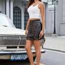 Women's Sequin Skirt Sparkly Glitter High Waist Bodycon Mini Skirt for Party Club Night Out Cocktail (Black)