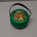 JOYIN 209PCS St Patricks Day Pot of Gold Set, 208 Lucky Leprechaun Plastic Coins and 1 Green Cauldron with Handle Saint Patricks Party Supplies