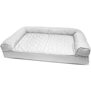 Furhaven Orthopedic Dog Bed for Medium/Small Dogs w/ Removable Bolsters & Washable Cover, For Dogs Up to 35 lbs - Quilted Sofa - Silver Gray, Medium