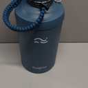 [2-IN-1 LID] 64 oz Insulated Water Bottle with Silicone Boot (48hrs Cold/24hrs Hot) - DIY Stickers, Leakproof, BPA Free, Half Gallon (Cyan)