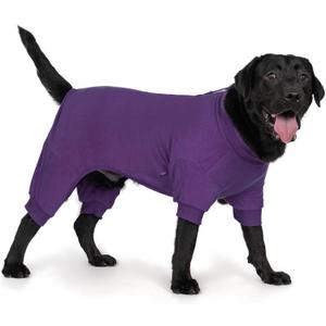 cyeollo Fleece Dog Pajamas Dog Pjs Jumpsuit Thermal Dogs Onesie Stretchable Doggie Coat Warm Pet Clothes for Medium to Large Sized Dogs Apparel, Purple 3XL (XXX-Large (chest Girth: 31"-37"))