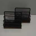 Wooden Desk Mail Organizer, Desktop File Organizer Metal Mesh with 3 Vertical Upright Compartments, Mail Sorter Letter Organizer Rack for Letters, Postcards, Brochures, Mail Holder (2 Pack Black)