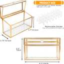 HighFree 24 Slots Glass Lipstick Organizer - Gold Vintage Transparent Display Box With Lid & Removable Dividers for Lip Gloss