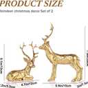 Set of 2 Gold Reindeer Christmas Decor Figurines - Handcrafted Resin Deer Statues for Tabletop Mantel or Shelf, Elegant Gold Reindeer Decor and Christmas Deer Figurines for Holiday Home Decoration