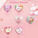 24Pcs Happy Mother's Day Balloons 18inch Aluminum Foil Balloons Heart Balloons for Mother's Day Birthday Party Decorations Mothers Day Decorations(Pink)