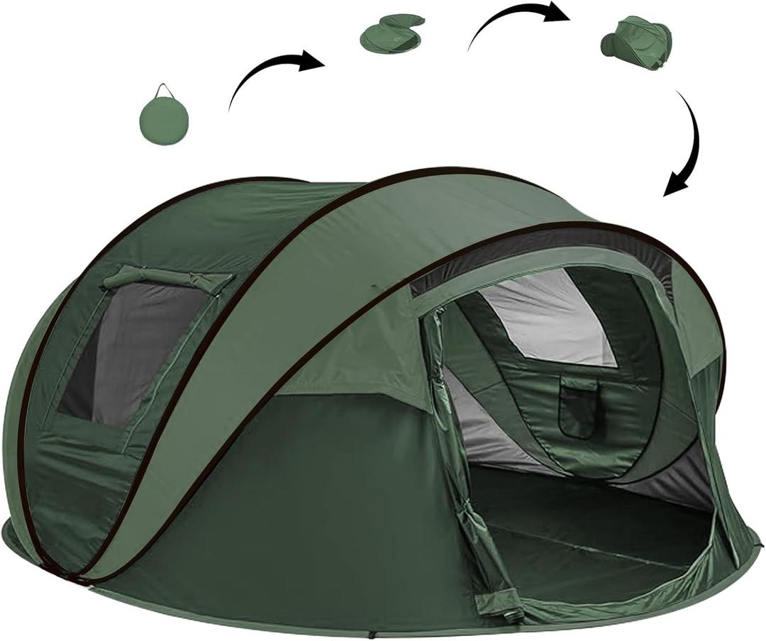 Instant Pop Up Tents for Camping, 4/6 Person Easy Pop Up Camping Tents,Automatic Set Up Tent in 3 Seconds,Waterproof Sunshade Family Tent,Lightweight Dome Tent for Outdoor Camping,Hiking & Beach, Large