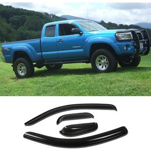 TY4P07 Original Side Window Wind Deflector,4pcs Outside Mount Tape-On Nice Sun Rain Guards Set,Window Visor fit for 2005-2015 Toyota Tacoma Extended Cab (Access Cab) Pickup