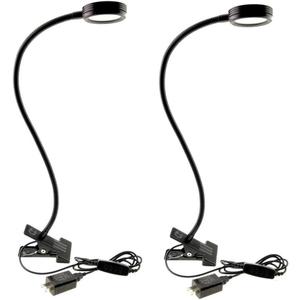 2-Pack 3W USB Clamp Desk Lamp - 3 Color Temperatures (3000K-4500K-6000K), 10-Level Dimmable, 48cm 360 Gooseneck with C-Clip for Sewing Machine, Office, Bedroom