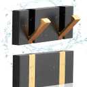 2 PackWaterproof Black Gold Wall HooksFoldable Towel Hooks for BathroomsCoat Hooks Wall MountedFree PerforatedModern Coat HooksBathroom Towel HooksTowel Door HooksAlso for BalconyKitchen.