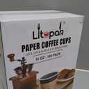 LITOPAK 100 Pack 10 oz Paper Coffee Cups for Hot Chocolate Drinks, Black Disposable Coffee Cups with Lids, Sleeves and Stirring Sticks for Parties, Picnic, Travel, and Events
