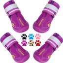 QUMY Dog Shoes for Dogs, Dog Boots & Paw Protectors for Winter Snowy Day, Summer Hot Pavement, Water-Resistant in Rainy Weather, Outdoor Walking, Indoor Hardfloors Skid-Resistant Sole, 7