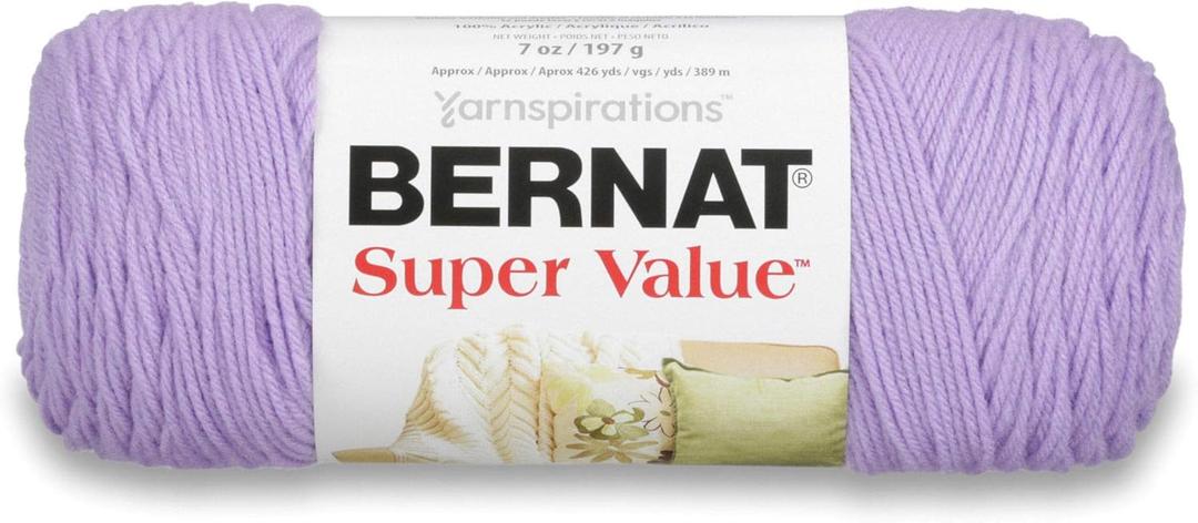 Bernat Super Value Yarn, 7 oz, Gauge 4 Medium Worsted, Lilac