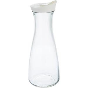 Grant Howard Beverage Glass Carafe and Decanter with White Screw Top, 1 L, Clear