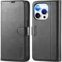 TUCCH Case Wallet for iPhone 15 Pro, RFID Blocking [4 Card Holder] Kickstand [Shockproof TPU Inner Shell] PU Leather Magnetic Protective Flip Cover 6.1" 2023, Black