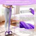 8-Tubes Pedal Resistance Band with Handle, Multifunction Exercise Rope for Working Out, Foot Pedal Resistance Band for Abdomen, Waist, Arm, Leg, Purple