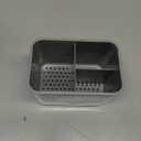 KeFanta Sink Counter Caddy, Plastic Dish Sponge Holder, Kitchen Brush and Scrubber Organizer with Drain Tray, White