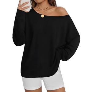 rosemia Womens Off The Shoulder Tops Oversized Long Sleeve Shirts Casual Blouses 2026, 2XL