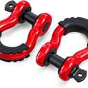 ORCISH 2PK D Ring Shackle, 42,000lb Break Strength, D Ring Shackles 3/4 inch with Black Isolator Washer and 7/8" Screw Pin, Tow Shackles, Soft Shackle Kit for Off-Road Jeep Truck Vehicle Recovery