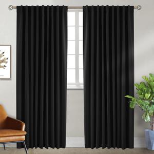 BGment Black Blackout Curtain for Bedroom - (70 x 84 inch) Rod Pocket and Back Tab Thermal Insulated Room Darkening Curtains for Living Room, 2 Window Curtain Panels