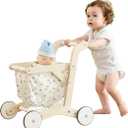 labebe Baby Push Walker Doll Stroller, Push Toy for Toddler, Shopping Cart for Girls and Boys 1 Years Old, Kids Stand Learning Walker, Wooden Play Wagon with Wheel, Larger Size 15.2 * 18.7 * 19.7