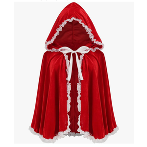 Colorful House Velvet Red Riding Hooded Velvet Cloak Halloween Christmas Cosplay Party Fancy Cape 27.56"
