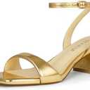 TEAIEUI Block Heels for Women, Square Open Toe Heeled Sandals, Chunky Ankle Strap Shoes for Dress, Party, Prom, Low Heel 2 inch, Size 8