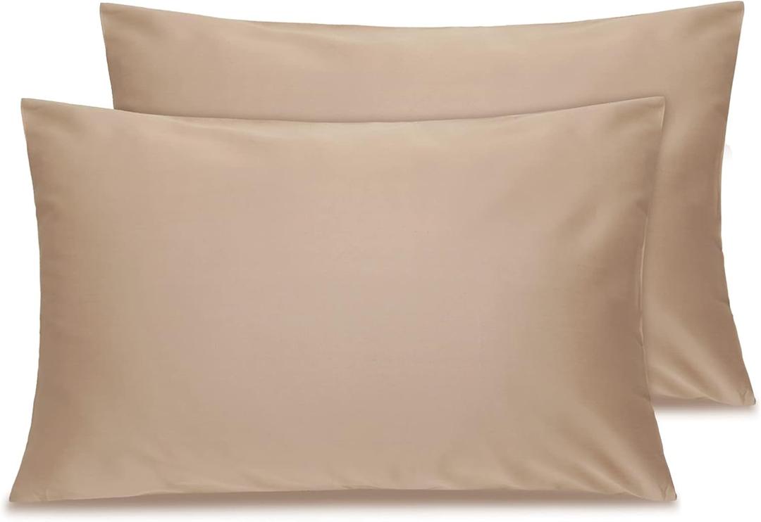 Cotton Toddler Pillowcase 14x20 Envelope: Long-Staple Cotton, Ultra Soft Breathable Durable, Travel Pillow Cover 2 Pack by Fittia (Champagne)