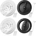 Therwen 2 Set 8 Inch Round Vent Cover Ceiling Diffuser HVAC Vent Duct Cover Replacement with Steel Butterfly Damper Fitting in 8 Inch Duct, Outer Dimensions: 12" (White and Black)