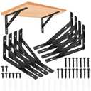Heavy Duty Shelf Brackets - 12 Pcs L Shaped Metal Wall Mount Shelves Support for Floating Shelves (3.7 x 6 inch)