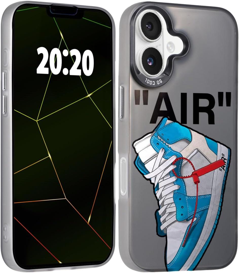 Cool Luxury Phone Case for iPhone 16 Case for Boys,Men Classic Sneaker Design,Aesthetic Street Shockproof Designer Cases Compatible with iPhone 16