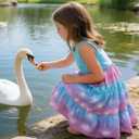 Lovekider Little Girls Casual Cotton Sleeveless Dresses Summer Swing Twirly Sundress Kids 3D Cute Sun Dress 4-8T (Blue-purple Mermaid)