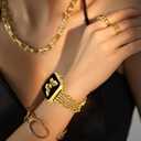 fastgo Beaded Bracelet Band Compatible with Apple Watch Bands 41mm/40mm/38mm/44mm/45mm/42mm/49mm Women, Natural Pearl Beaded Elastic Strap for Iwatch Bands(Gold)