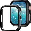 2 Pack Compatible for Apple Watch Case 45mm Series 7,Hard PC Bumper Case Protective Cover Frame [NO Screen Protector] for iWatch 7 45mm Accessories (Black+Black)