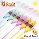 3 x 6 Pcs Scented Highlighters Pens,Cute Design Assorted Colors Highlighter Set,Transparent Widen Chisel Tip,Dry-Quickly,No Bleed,Ideal for Office