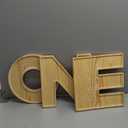 Baby Shower Charcuterie Letter ONE 3PCS Fillable Letter Trays for Food, Cupcake Chocalater Candy Wood Decorative 12 Inch Tray for 1st Birthday Baby Shower Party Food Dessert Table (ONE-Brown)