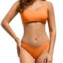 Cromi Athletic Bikini Sets for Women Sporty Two Piece Swimsuit Quick Dry Secure Fit High Cut Bikini Orange XL (Orange, XL)