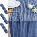 Xiomot 3PCS Table Runner Cheesecloth 10FT Blue Boho Gauze Cheese Cloth Rustic Sheer Table Runners for Wedding Birthday Bridal Baby Shower Party Decoration