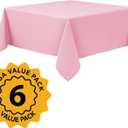 6-Pack Pink Tablecloths for Square Tables, 70 x 70 Inches, Stain-Resistant Polyester Fabric for 3 Foot Tables - Washable Table Covers for Weddings, Banquets, Birthday Parties, Events
